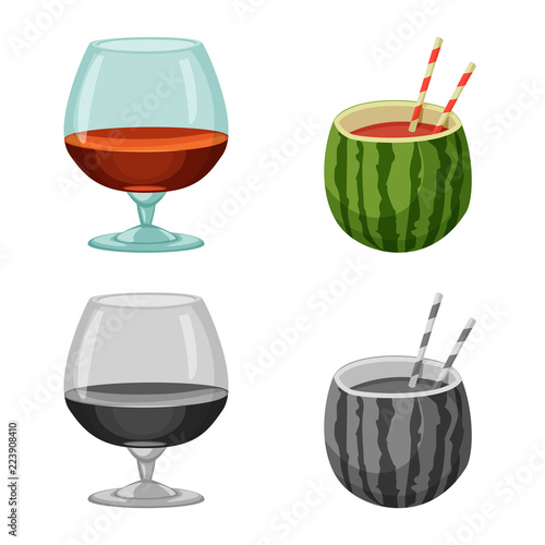 Vector design of drink and bar logo. Collection of drink and party stock vector illustration.