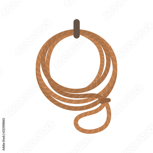 Cowboy lasso color vector icon. Flat design