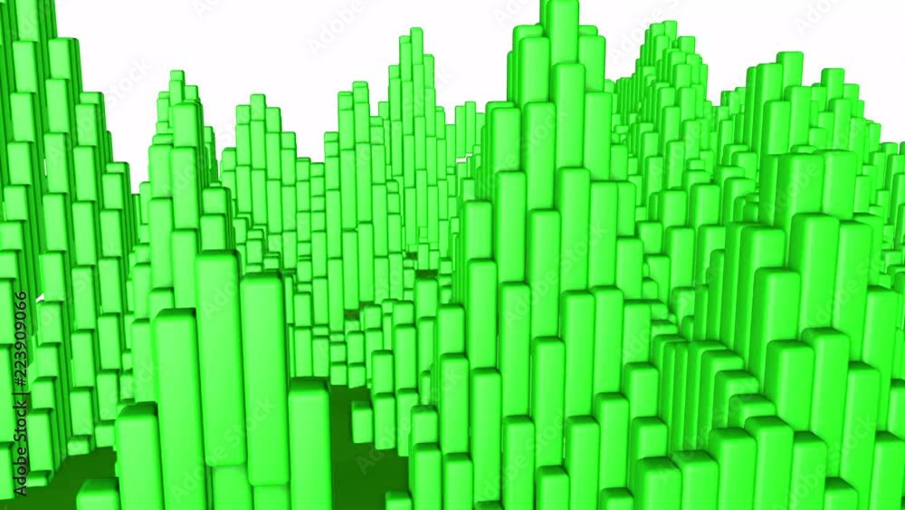 flatness of the green cubic figures quickly distorts the undulating distortions. abstract background. 3D rendering flatness of the green cubic figures quickly distorts the undulating distortions. abstract background. 3D rendering