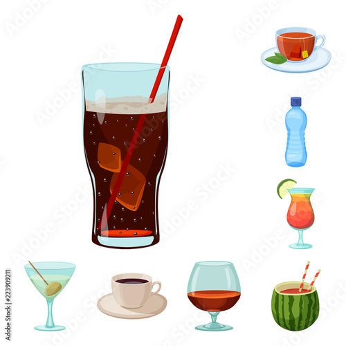 Isolated object of drink and bar logo. Collection of drink and party stock symbol for web.