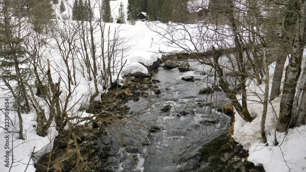 A river running through a winter landscape A river running through a winter landscape