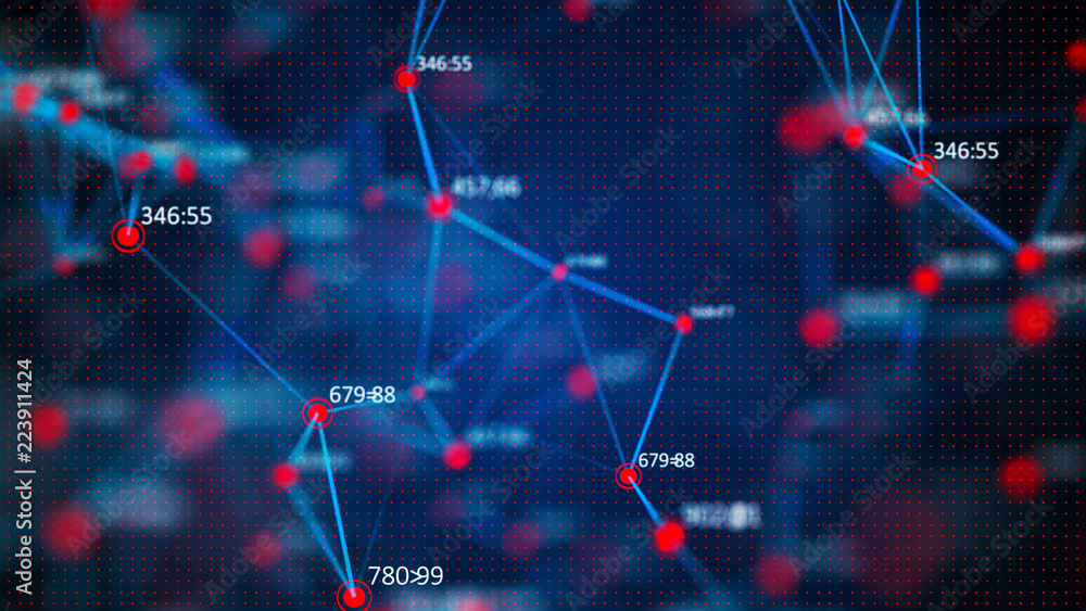 Data technology background. Abstract background. Connecting dots and lines on dark background. 3D rendering. 4k. Data technology background. Abstract background. Connecting dots and lines on dark background. 3D rendering. 4k.