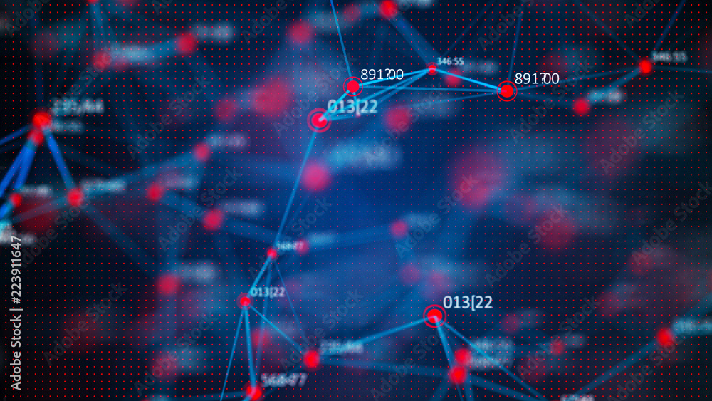 Fototapeta premium Data technology background. Abstract background. Connecting dots and lines on dark background. 3D rendering. 4k.