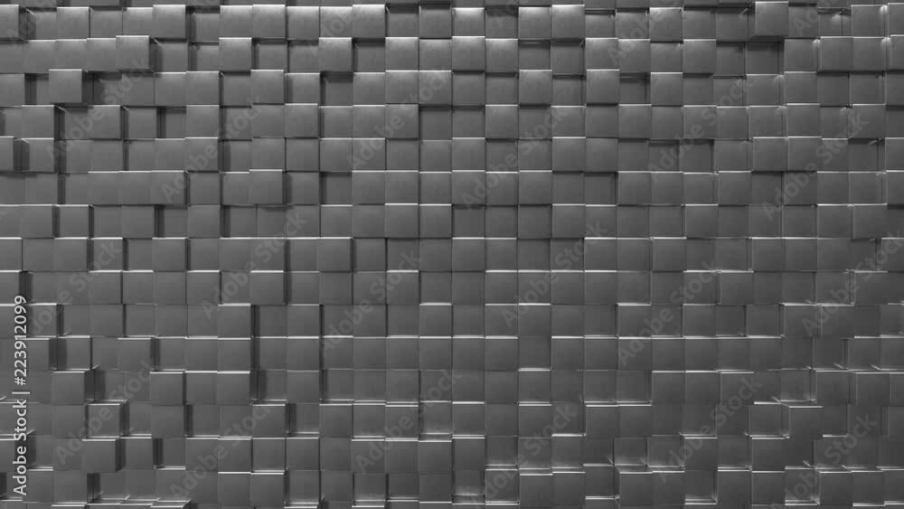 Abstract looping motion background texture of metallic cubes. Abstract looping motion background texture of metallic cubes.