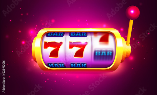 Spin and Win Slot Machine with Icons. Online Casino Banner. One Arm Bandit Vector Illustration.