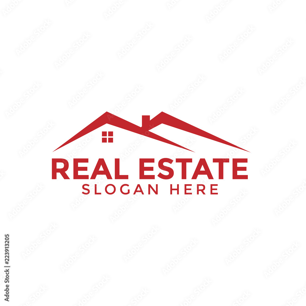Red real estate house logo icon design template Red real estate house logo icon design template
