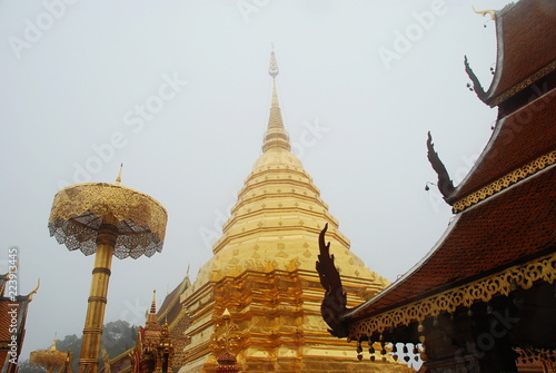 Golden stupa of Doi Suthep buddhist temple in Chiang Mai, Thailand