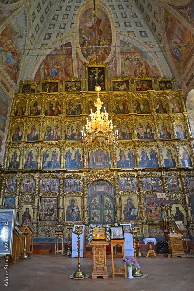 UGLICH, RUSSIA. Iconostasis and church furniture of Transfiguration Cathedral