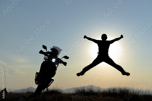 dynamic,happy,energetic and enthusiastic motorcyclist