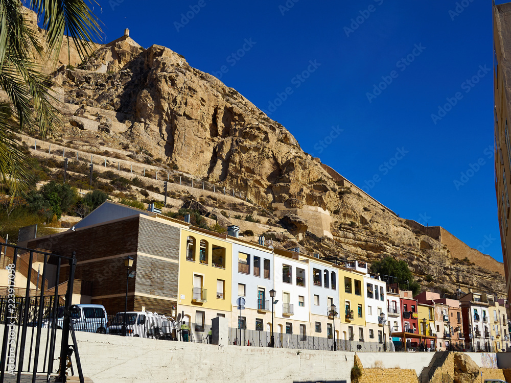 Traditional classical houses the old town of Alicante Spain