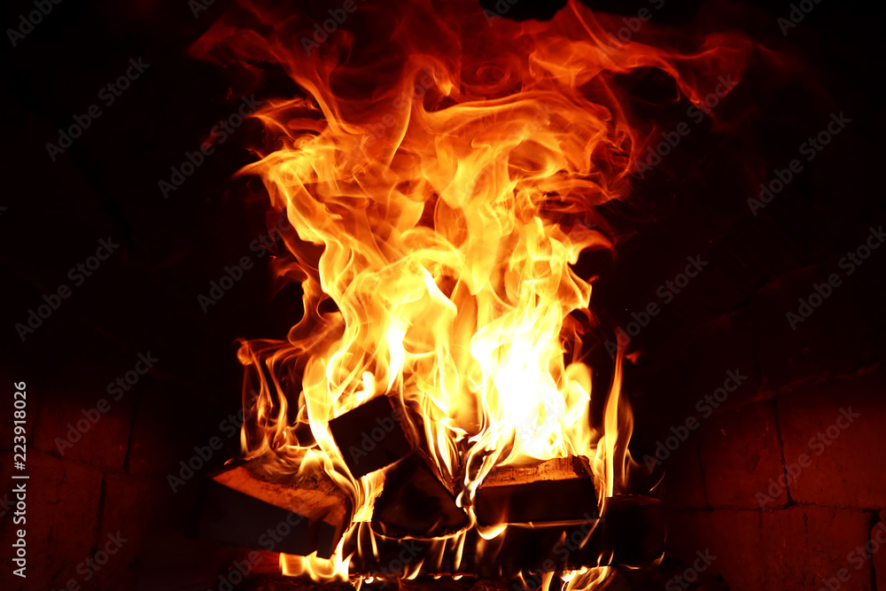 Long tongues of flame of burning fire Long tongues of flame of burning fire