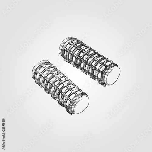 Hand Drawn Curlers Sketch Symbol isolated on white background. Vector barbershop accessories In Trendy Style. Hair care and Styling elements