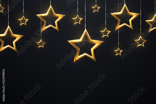 Shimmering hanging golden stars