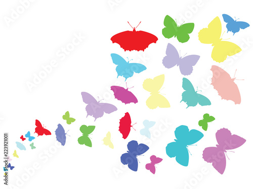 PrintColored Butterflies flying across screen illustration vector