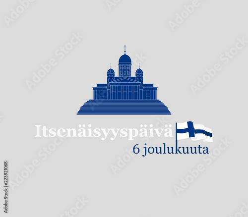 December 6th, Finland Independence Day greeting card. Translation from Finnish: December 6, Independence Day