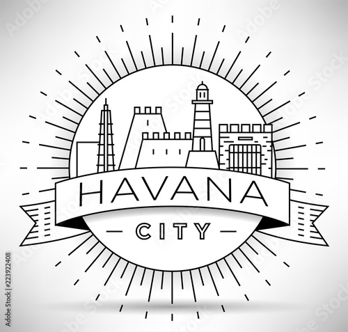 Minimal Havana City Linear Skyline with Typographic Design