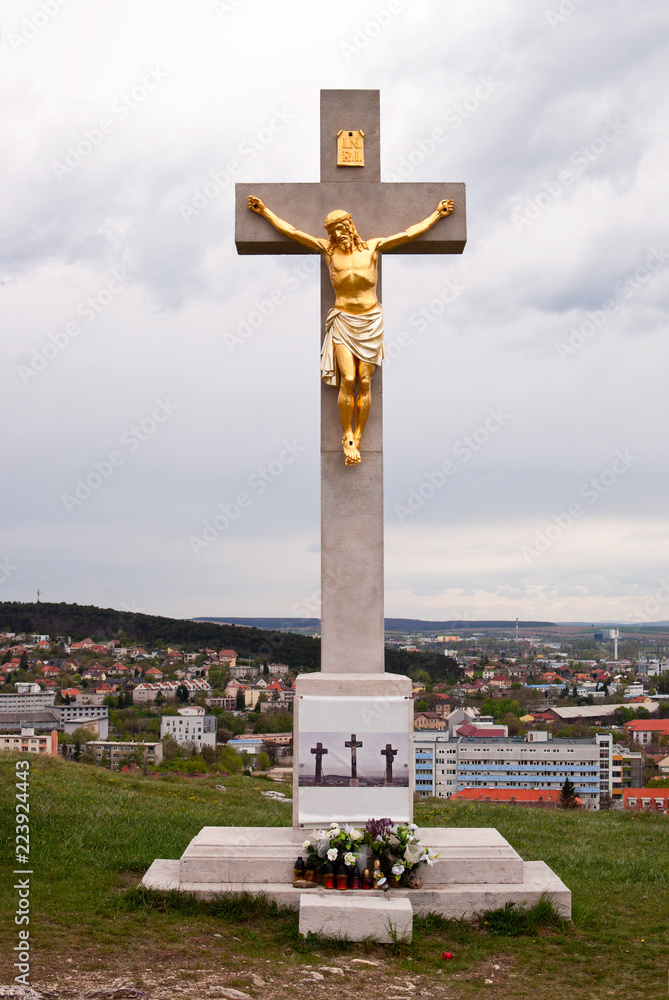 Christ statue over the town of Nitra in Slovakia