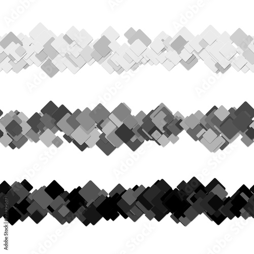 Repeatable chaotic square pattern paragraph rule line design set - vector graphic decoration elements from diagonal rounded squares