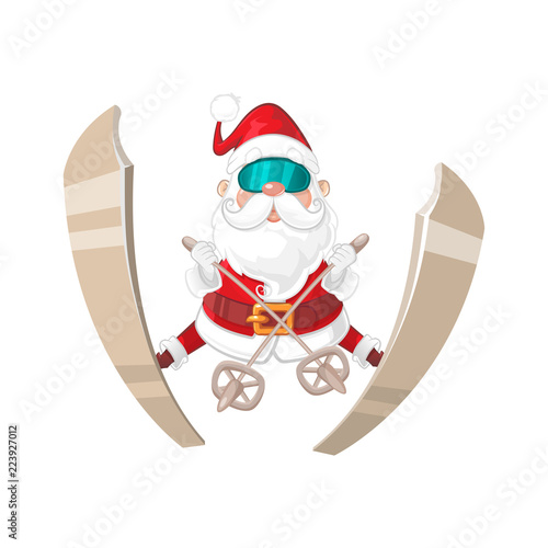 Santa Claus ski jumping - isolated on transparent background