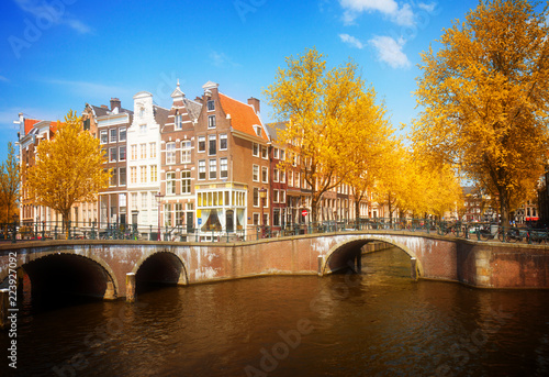 bridges of canal ring, Amsterdam at fall, Netherlands