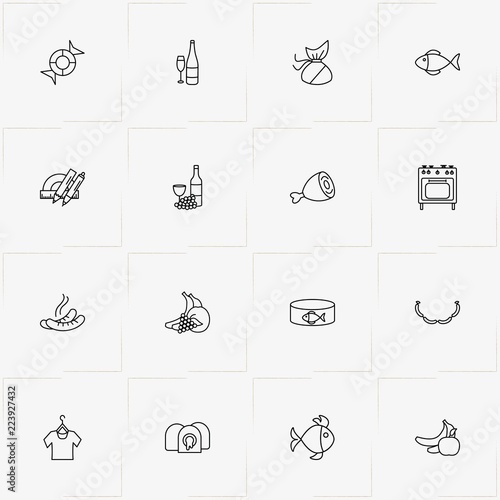 Product Categories line icon set with chancery , candy and fruits