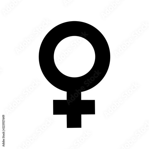 Sign female gender black icon. A symbol sexual affiliation. Flat style for graphic design, logo. A happy love. Vector illustration