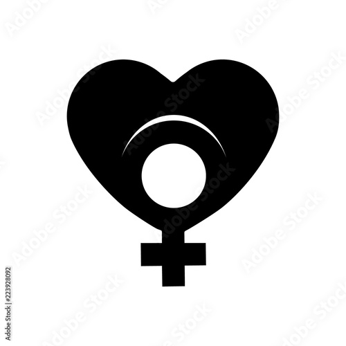 Sign female gender in black as coal heart icon. A symbol of love. Valentines Day. Flat style for graphic design, logo. A happy love. Vector illustration photo