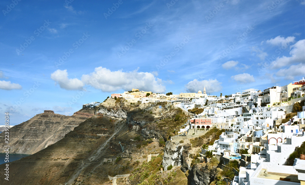 Fira village in Thira Santorini Greece.