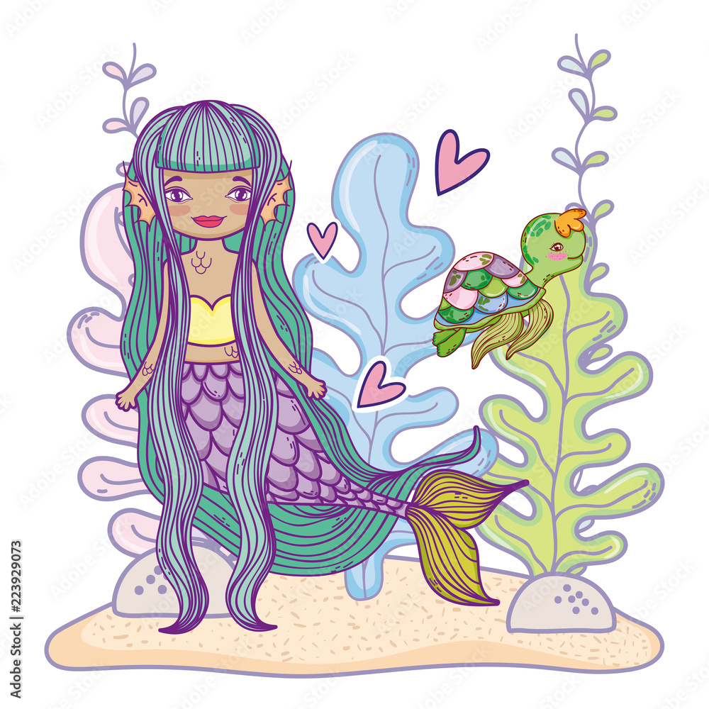 Plakat Mermaid swimming undersea