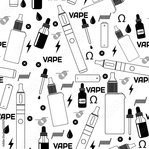 Vape shop or e-cigarette store seamless pattern
