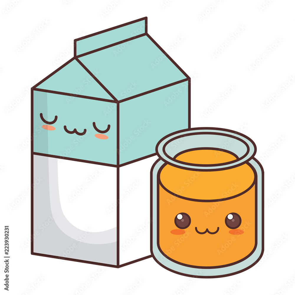 kawaii milk box design vector de Stock | Adobe Stock