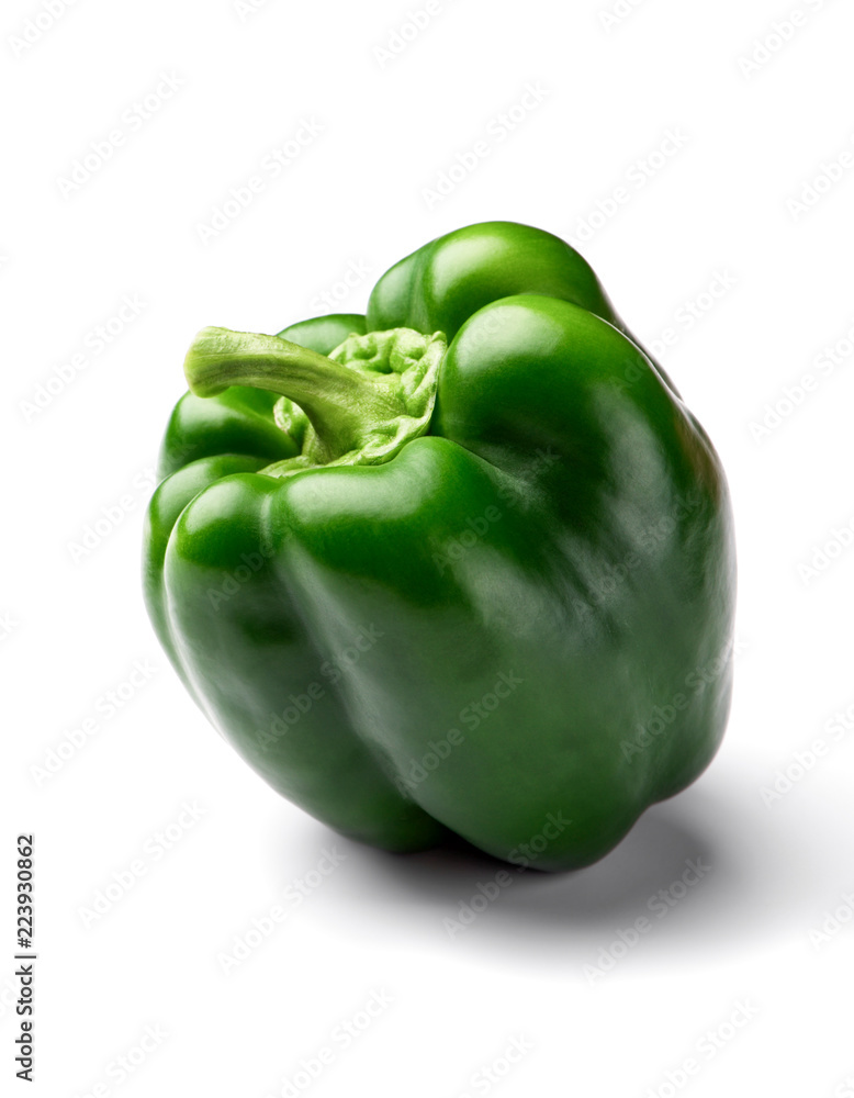 green bell pepper close-up isolated on white background green bell pepper close-up isolated on white background