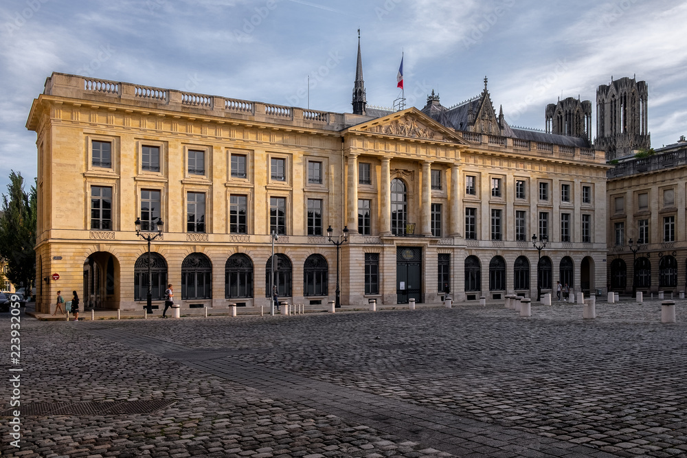 Fototapeta premium Beautiful facade Sub-Prefecture Reims Hotel, Reims, Champagne Ardennes