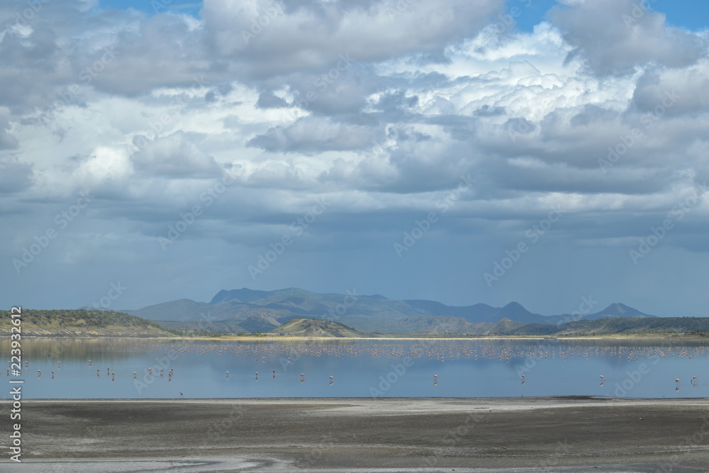 Beautiful reflection at Lake Magadi, Rift Valley, Kenya Beautiful reflection at Lake Magadi, Rift Valley, Kenya
