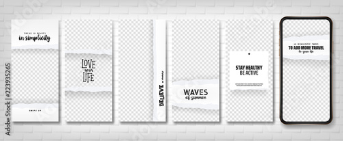 Social stories template. Editable torn paper design. Lifestyle concept.