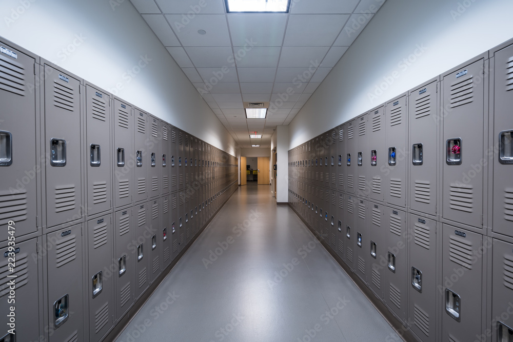 Lockers lining a hallway at school Lockers lining a hallway at school