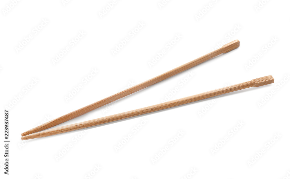 Chopsticks made of bamboo on white background Chopsticks made of bamboo on white background