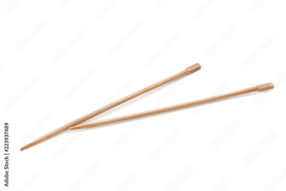 Chopsticks made of bamboo on white background Chopsticks made of bamboo on white background