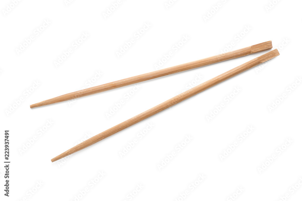 Chopsticks made of bamboo on white background Chopsticks made of bamboo on white background