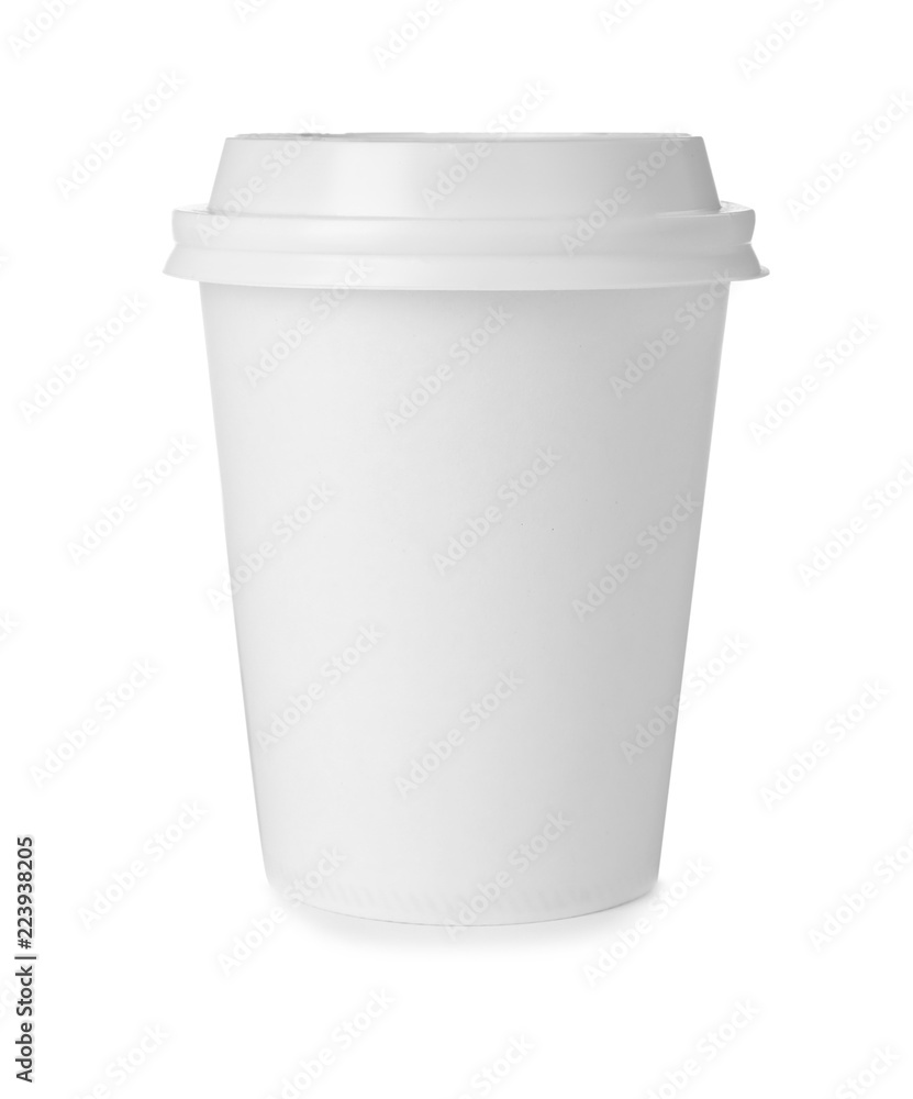 Paper coffee cup with lid isolated on white Paper coffee cup with lid isolated on white