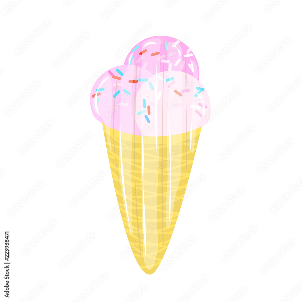 Ice cream cone mattress pool float. Air mattress in a form of icecream. Vector element isolated on white Ice cream cone mattress pool float. Air mattress in a form of icecream. Vector element isolated on white