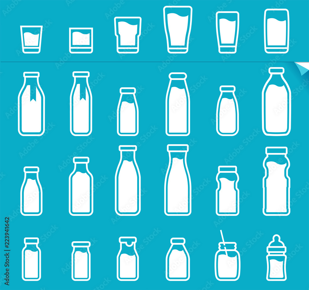Milk bottle and glass mix. Milk volume icon suitable for the drink of each person beside the product design (For example, Print a white this icon on bottle.). Milk bottle and glass mix. Milk volume icon suitable for the drink of each person beside the product design (For example, Print a white this icon on bottle.).