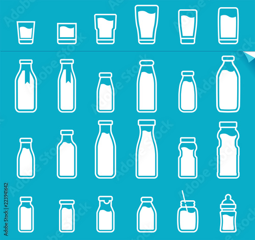 Milk bottle and glass mix. Milk volume icon suitable for the drink of each person beside the product design  For example  Print a white this icon on bottle. .