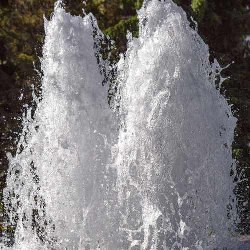 Twin jets of water surging upwards in a fountain