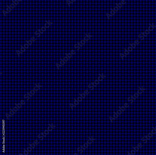Dark Blue Black Woven Abstract Background. Computer-generated basket weave pattern in dark blue on black background. Light lines and white accents add dimension.