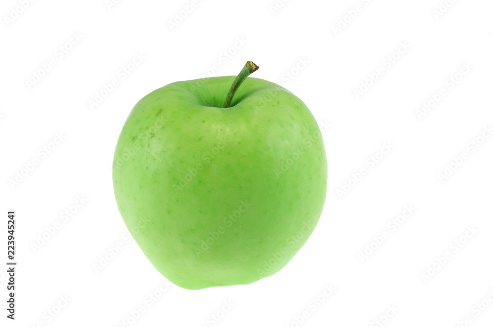 single green apple isolated on white background