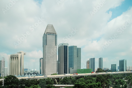 Singapore highway and skyline