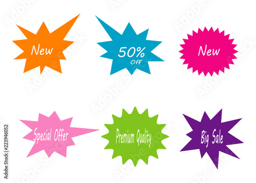 new abstract star burst sticker label sale icon element