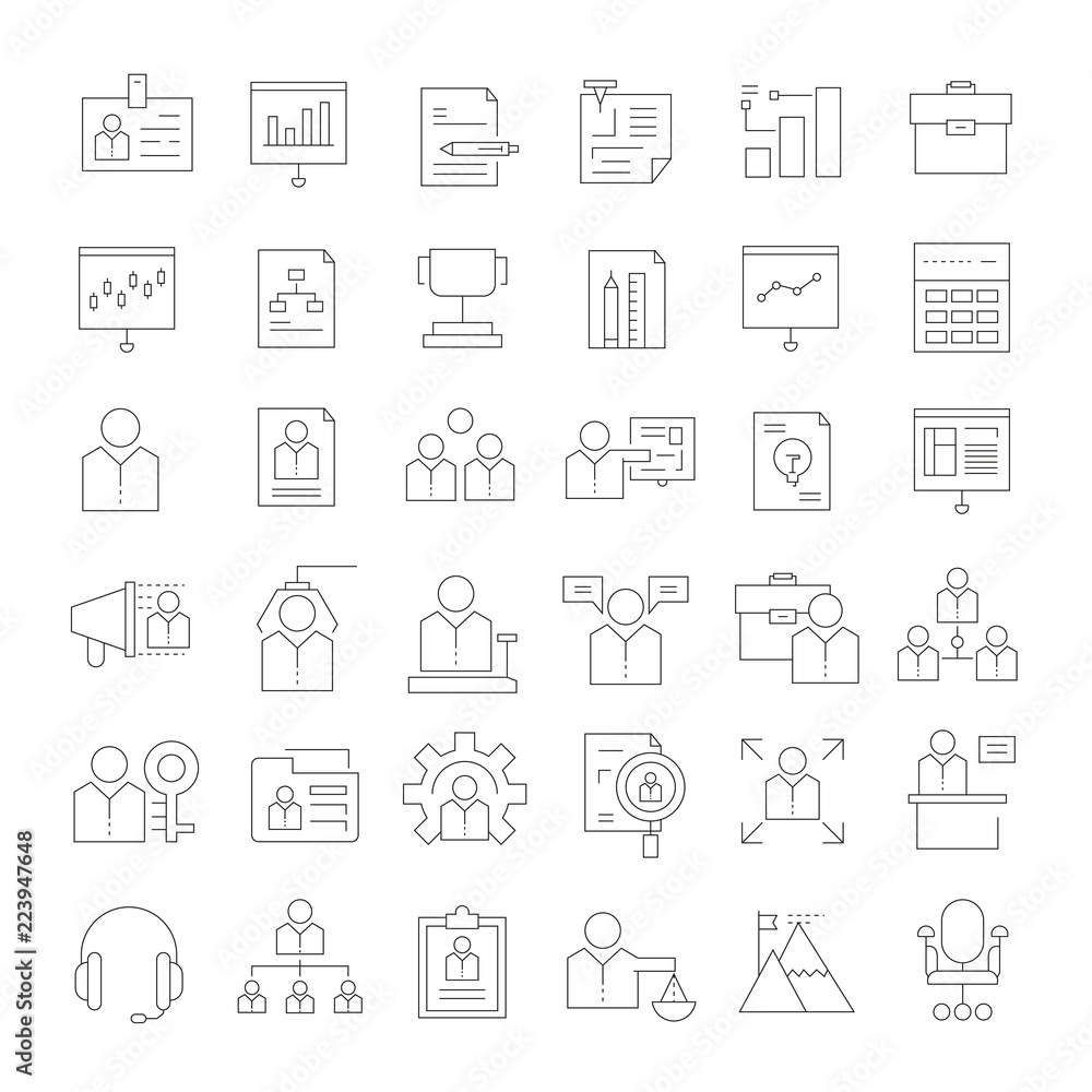 office and business icons, outline icons