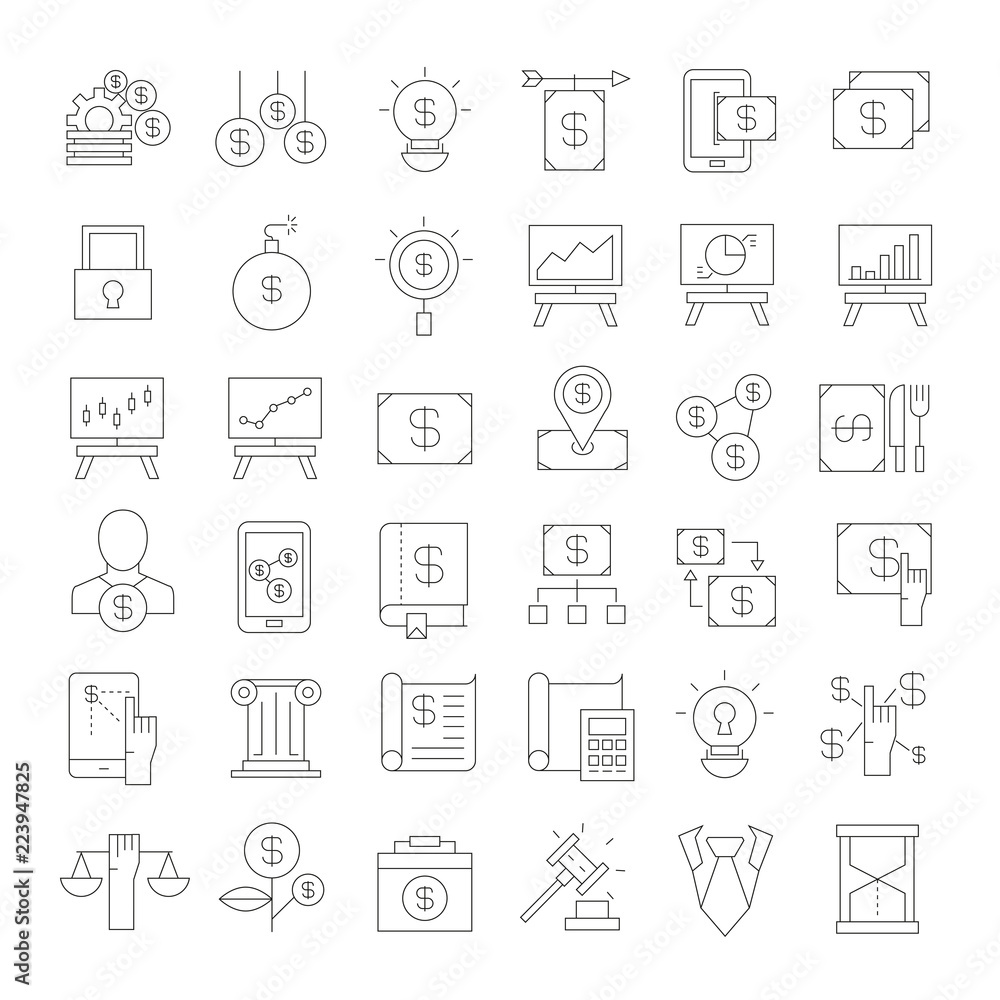 finance and investment icons, outline icons finance and investment icons, outline icons